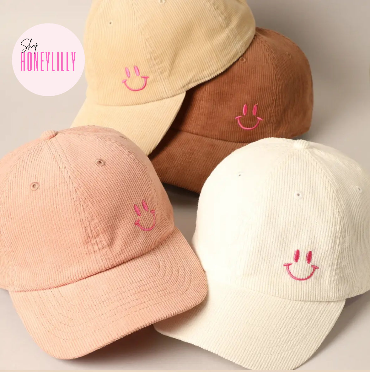 Smiley hat beige white